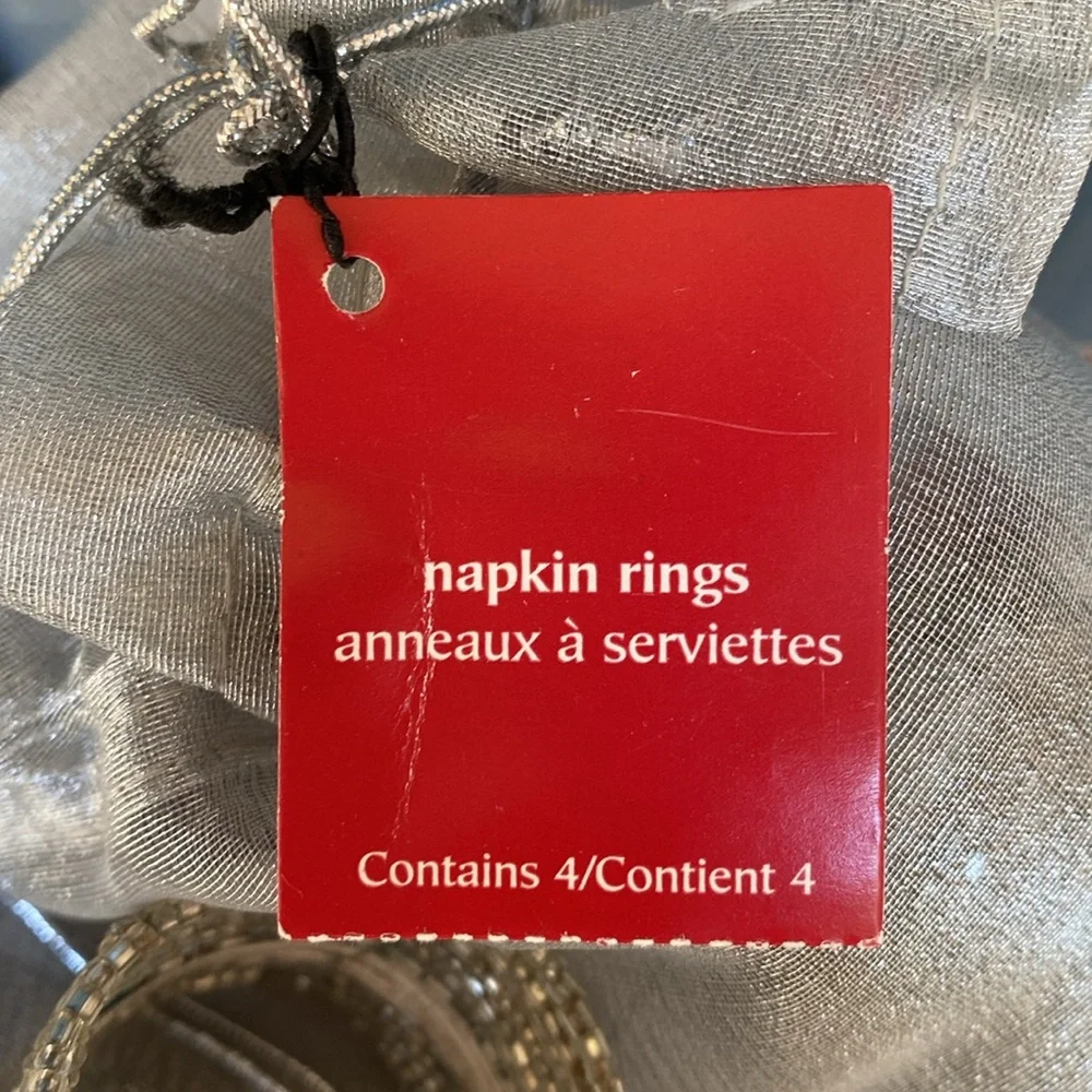 Pier 1 Set of 8 beaded napkin rings in 2 organza pouches